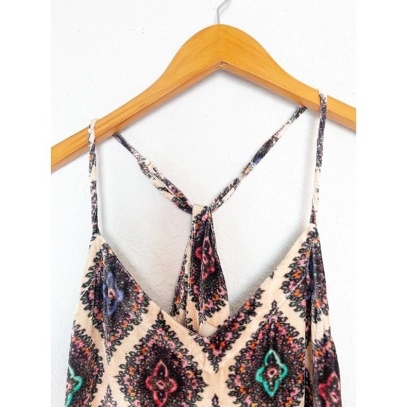 Chaser Velvet Paisley Maxi Sun Dress Size Small Halter Back Sleeveless EUC Tan - Picture 4 of 7